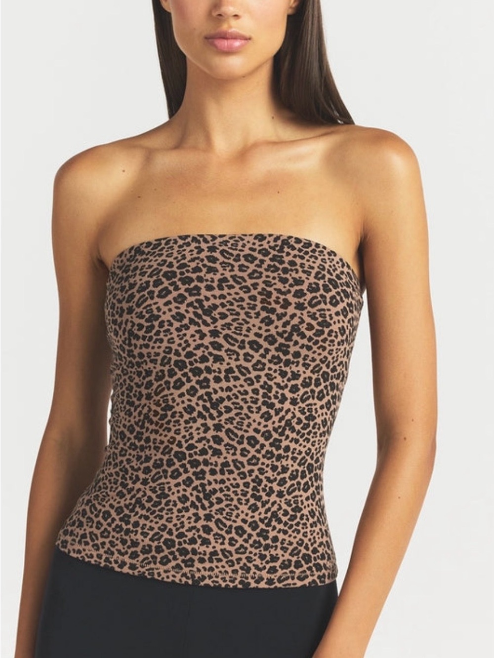 NWT- SKIMS - Cotton Jersey Tube Top - Sienna Natural Leopard - XS - Picture 2 of 8